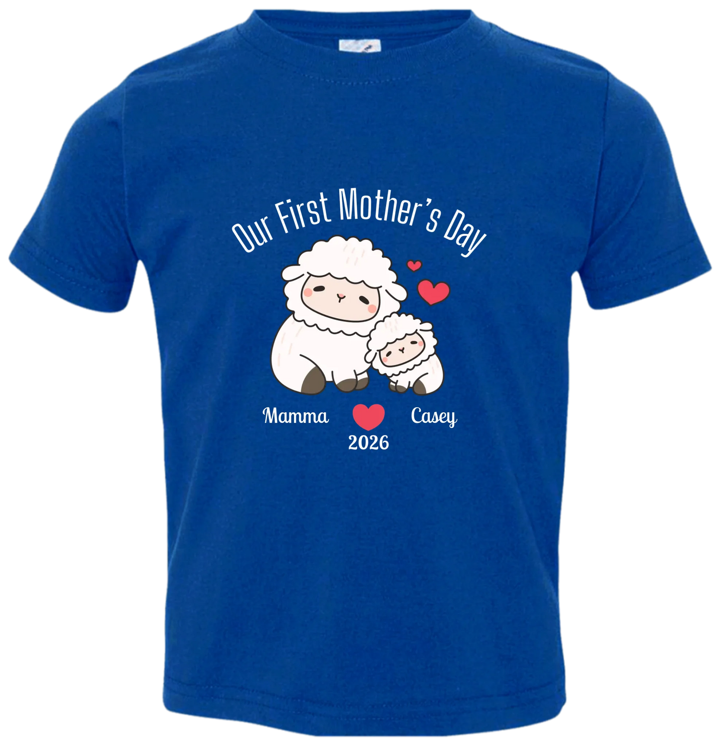 Personalized - Our First Mother's Day - Mamma & Baby Lambs Matching Shirts