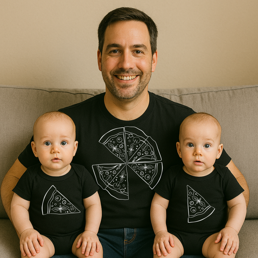 Unisex Graphic Pizza and Pizza Slices Matching T-Shirts