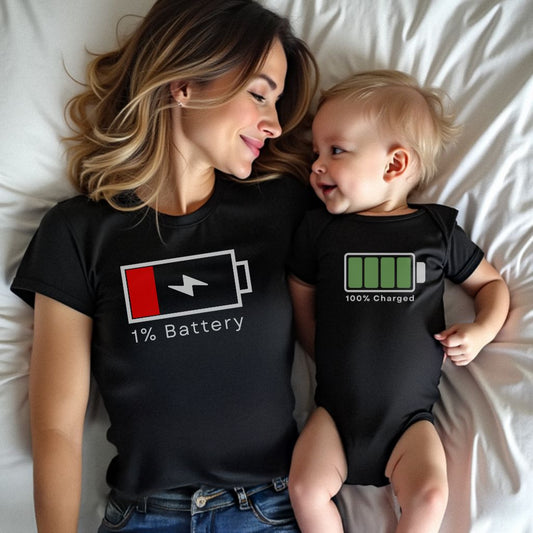 Low Battery and Fully Charged Matching Shirts