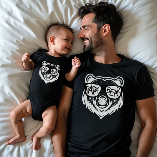 Papa Bear and Baby Bear Sunglasses Matching Shirts