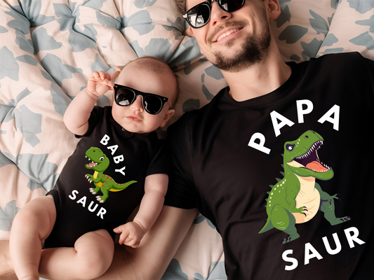 Babysaur and Papasaur Matching Shirts