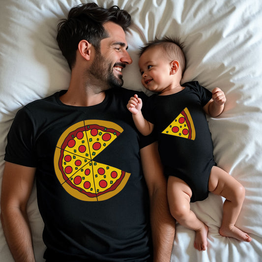 Pizza and Pizza Slice Matching Dad and Baby Shirts