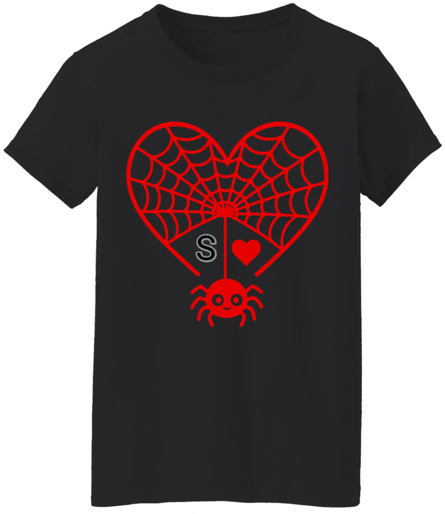 Personalized First Initial - Heart Spider Web Matching Family Shirts - RD