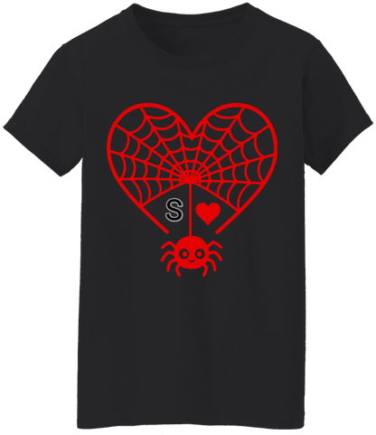 Personalized First Initial - Heart Spider Web Matching Family Shirts - RD