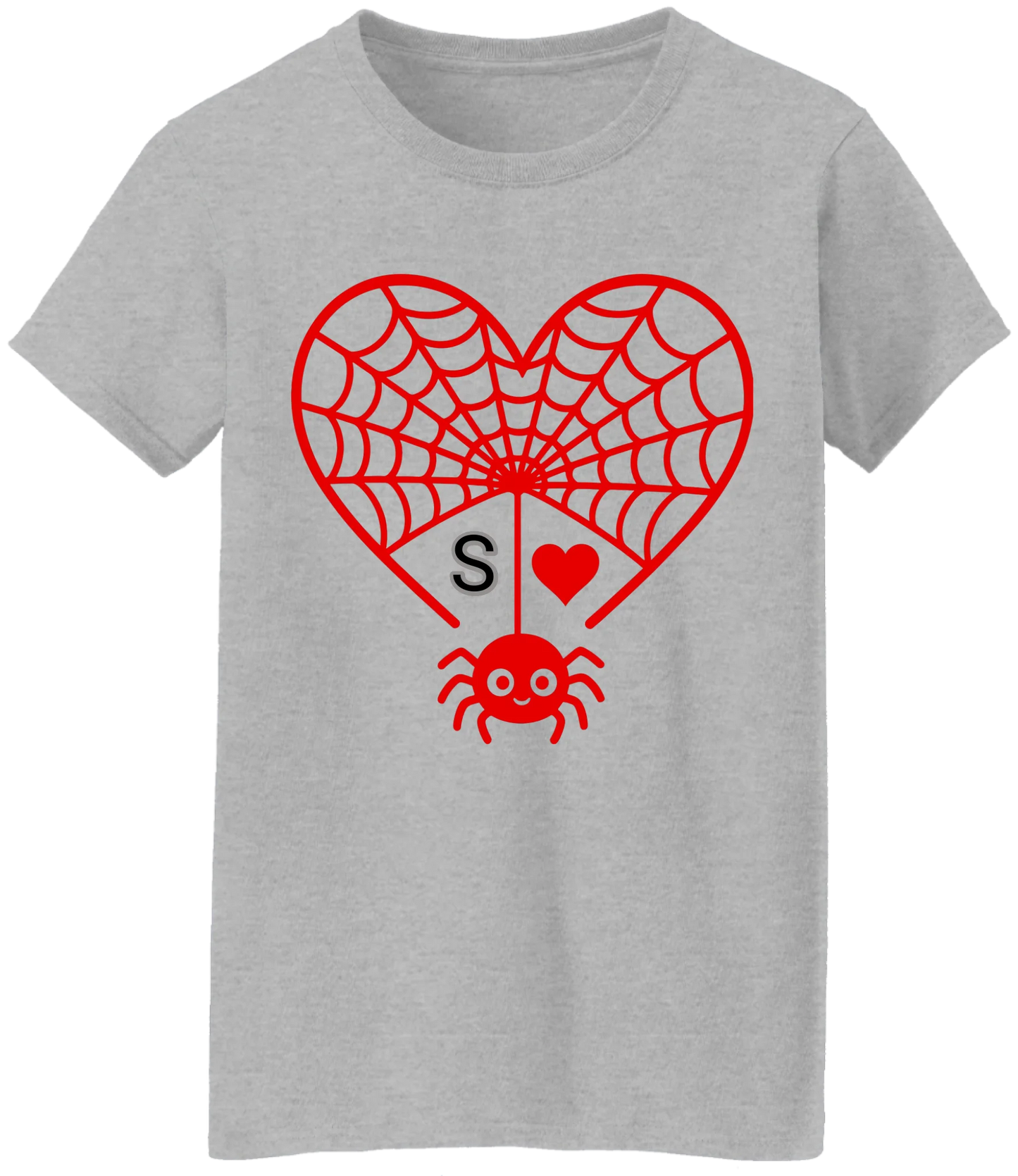 Personalized First Initial - Heart Spider Web Matching Family Shirts - RD