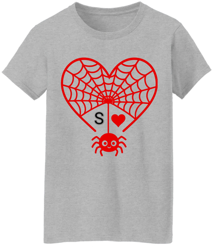 Personalized First Initial - Heart Spider Web Matching Family Shirts - RD