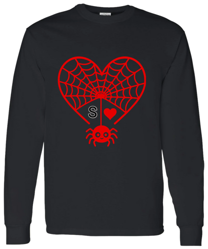 Personalized First Initial - Heart Spider Web Matching Family Shirts - RD