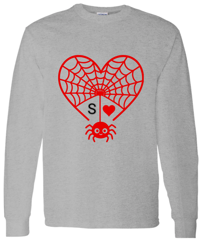 Personalized First Initial - Heart Spider Web Matching Family Shirts - RD