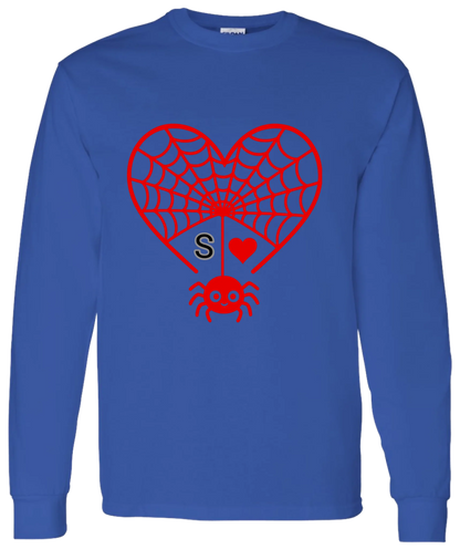 Personalized First Initial - Heart Spider Web Matching Family Shirts - RD