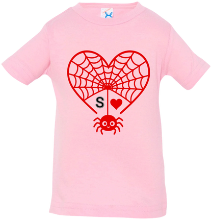 Personalized First Initial - Heart Spider Web Matching Family Shirts - RD