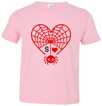 Personalized First Initial - Heart Spider Web Matching Family Shirts - RD