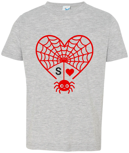 Personalized First Initial - Heart Spider Web Matching Family Shirts - RD