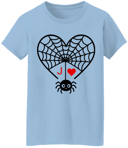 Personalized First Initial - Heart Spider Web Matching Family Shirts