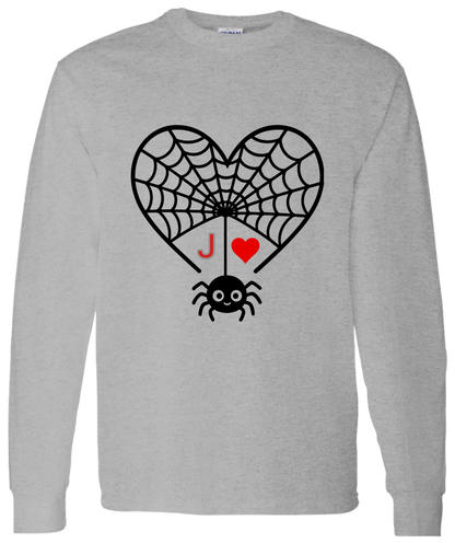 Personalized First Initial - Heart Spider Web Matching Family Shirts