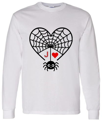 Personalized First Initial - Heart Spider Web Matching Family Shirts