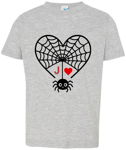 Personalized First Initial - Heart Spider Web Matching Family Shirts