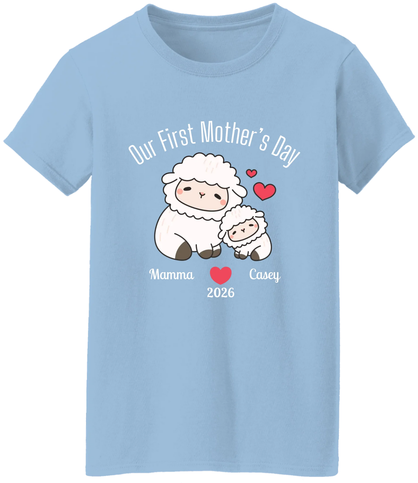 Personalized - Our First Mother's Day - Mamma & Baby Lambs Matching Shirts