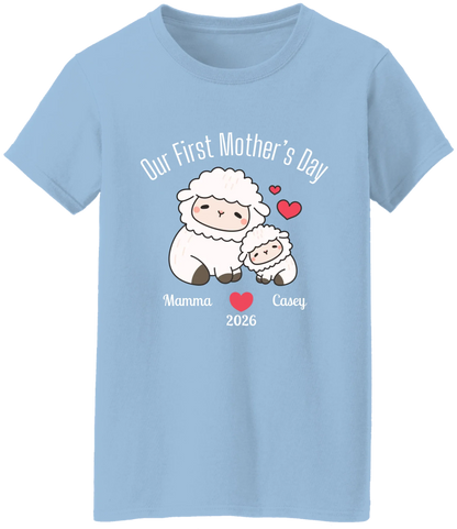 Personalized - Our First Mother's Day - Mamma & Baby Lambs Matching Shirts
