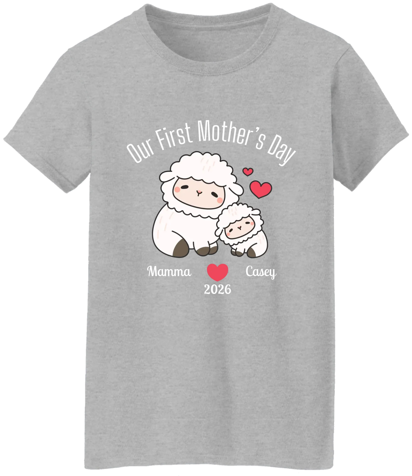 Personalized - Our First Mother's Day - Mamma & Baby Lambs Matching Shirts