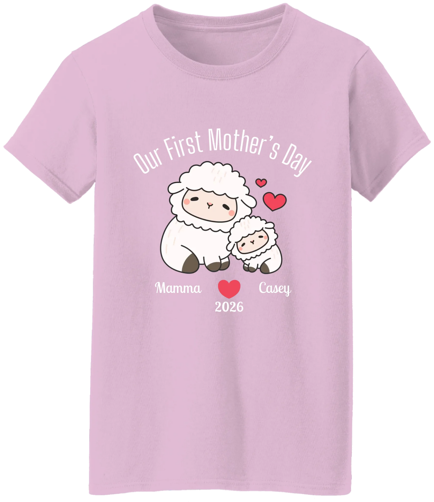 Personalized - Our First Mother's Day - Mamma & Baby Lambs Matching Shirts