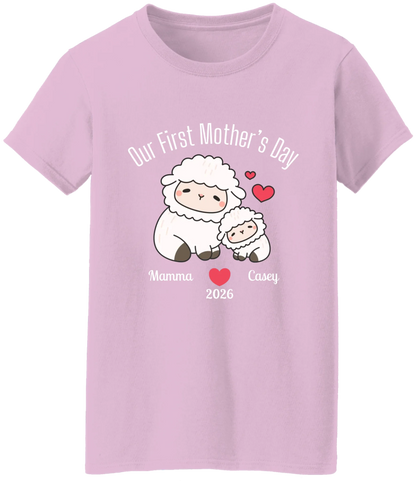 Personalized - Our First Mother's Day - Mamma & Baby Lambs Matching Shirts