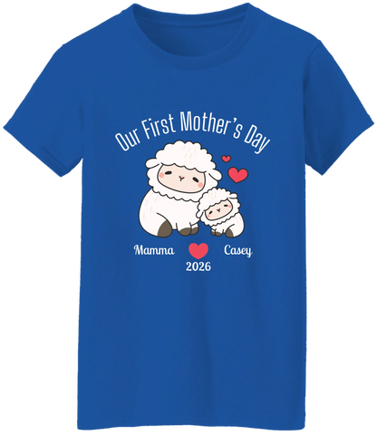 Personalized - Our First Mother's Day - Mamma & Baby Lambs Matching Shirts