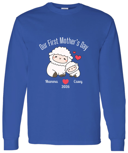 Personalized - Our First Mother's Day - Mamma & Baby Lambs Matching Shirts