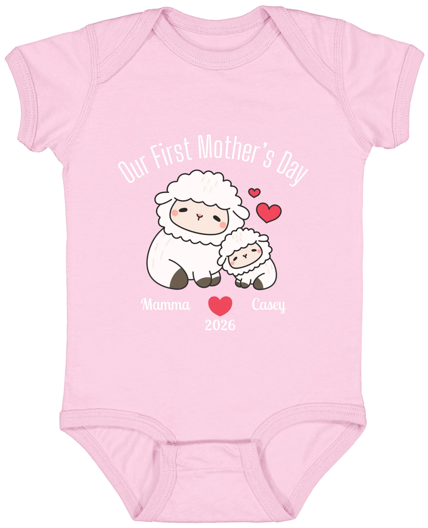 Personalized - Our First Mother's Day - Mamma & Baby Lambs Matching Shirts