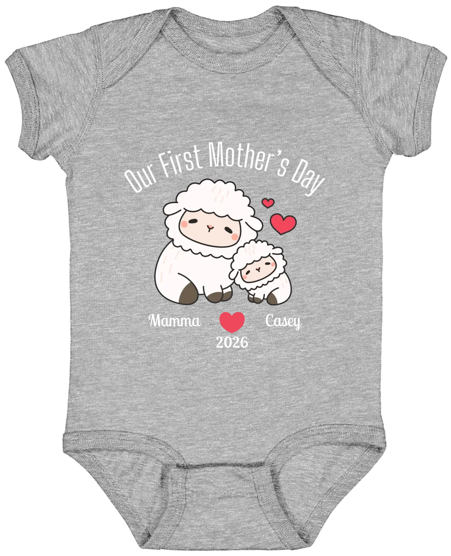 Personalized - Our First Mother's Day - Mamma & Baby Lambs Matching Shirts