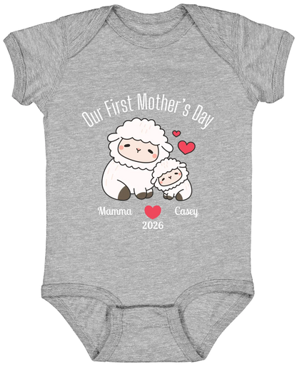 Personalized - Our First Mother's Day - Mamma & Baby Lambs Matching Shirts