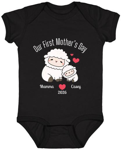 Personalized - Our First Mother's Day - Mamma & Baby Lambs Matching Shirts