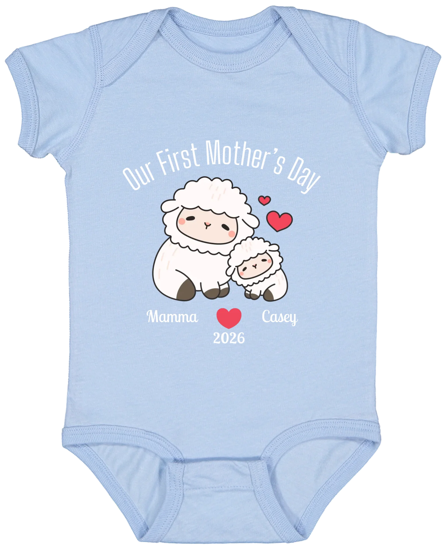 Personalized - Our First Mother's Day - Mamma & Baby Lambs Matching Shirts
