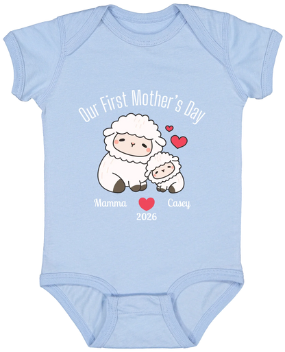 Personalized - Our First Mother's Day - Mamma & Baby Lambs Matching Shirts