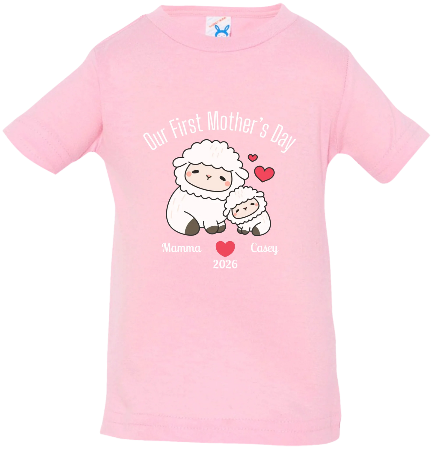 Personalized - Our First Mother's Day - Mamma & Baby Lambs Matching Shirts