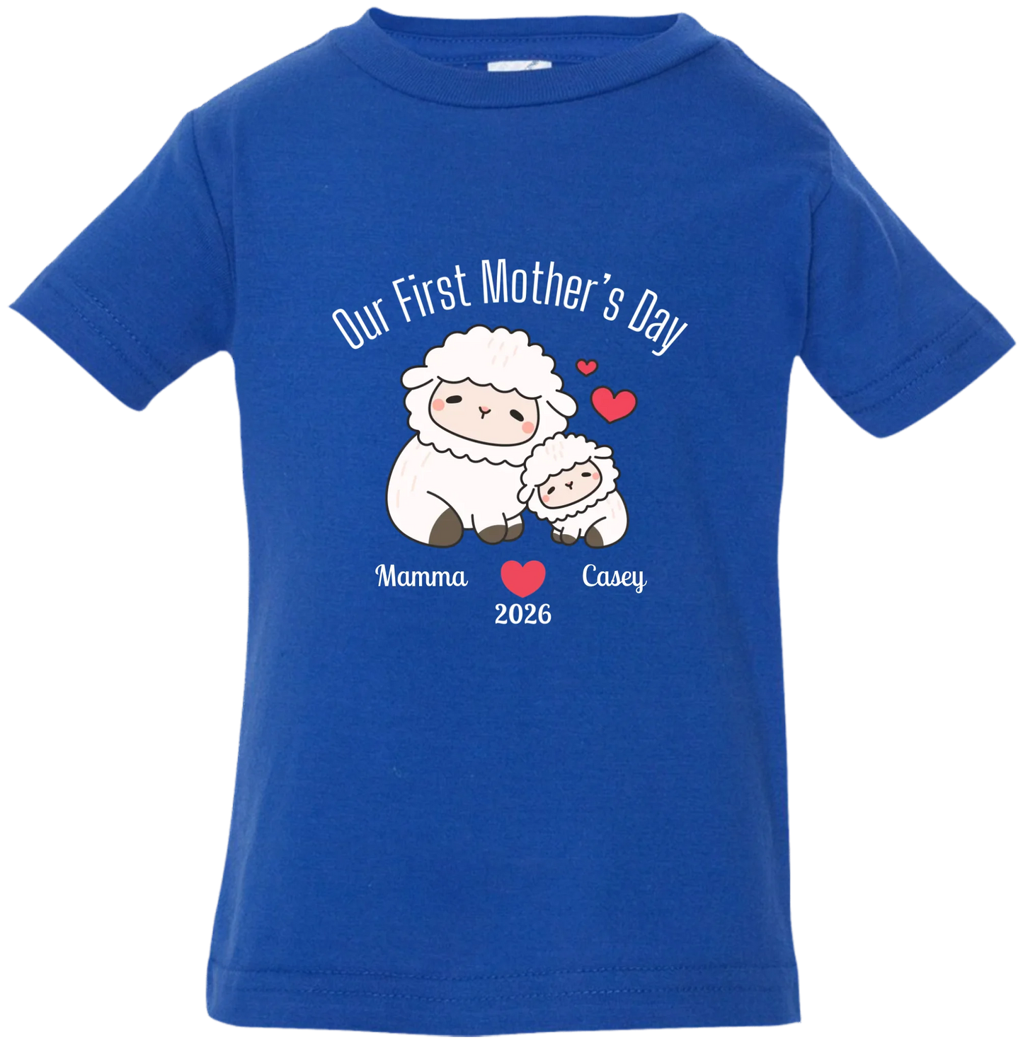 Personalized - Our First Mother's Day - Mamma & Baby Lambs Matching Shirts