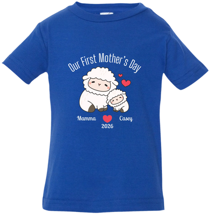 Personalized - Our First Mother's Day - Mamma & Baby Lambs Matching Shirts