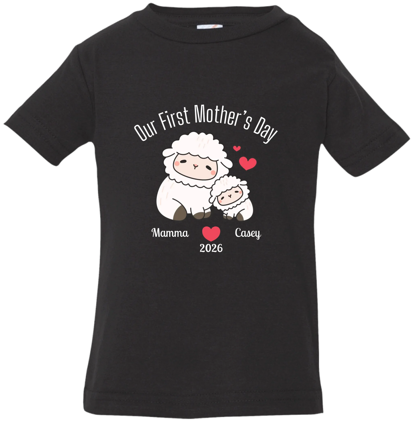 Personalized - Our First Mother's Day - Mamma & Baby Lambs Matching Shirts