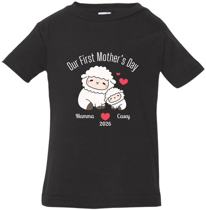Personalized - Our First Mother's Day - Mamma & Baby Lambs Matching Shirts