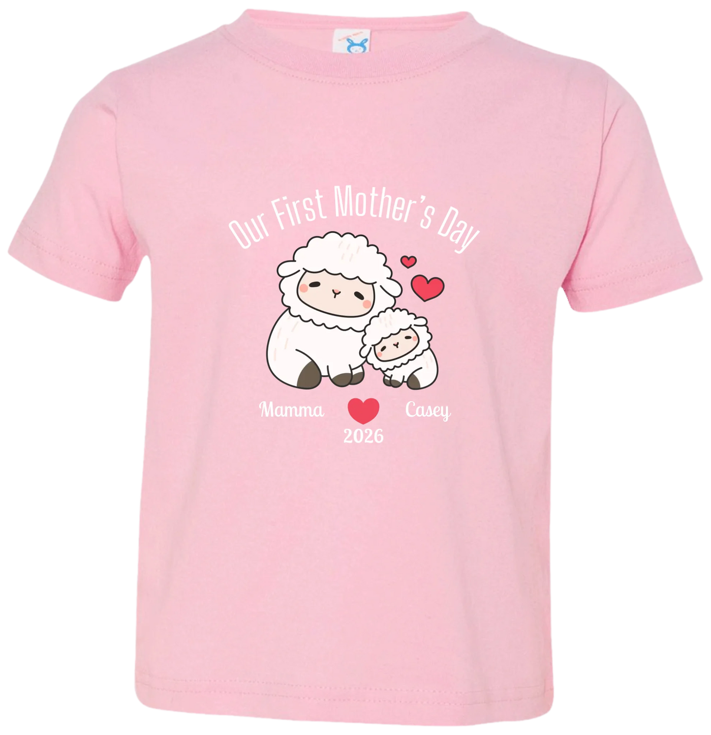 Personalized - Our First Mother's Day - Mamma & Baby Lambs Matching Shirts