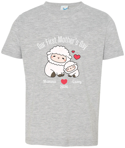 Personalized - Our First Mother's Day - Mamma & Baby Lambs Matching Shirts