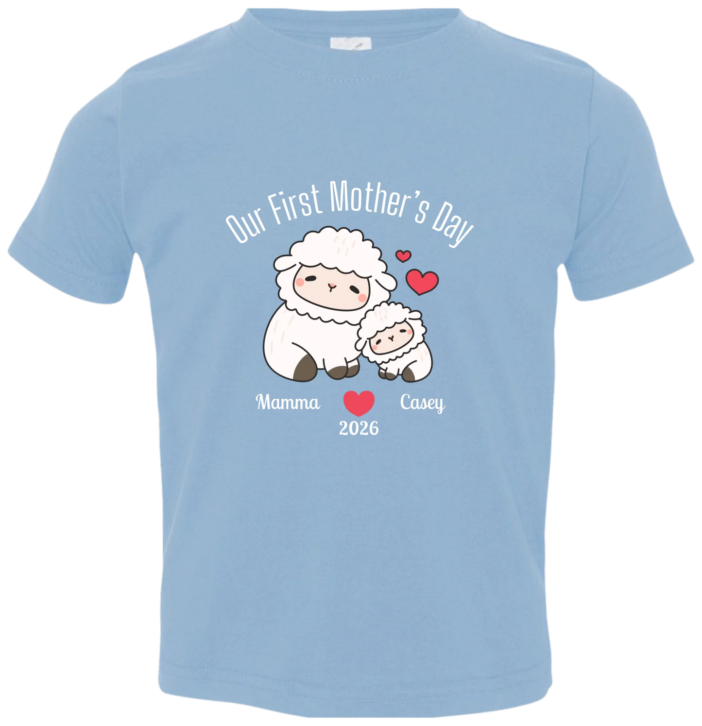 Personalized - Our First Mother's Day - Mamma & Baby Lambs Matching Shirts