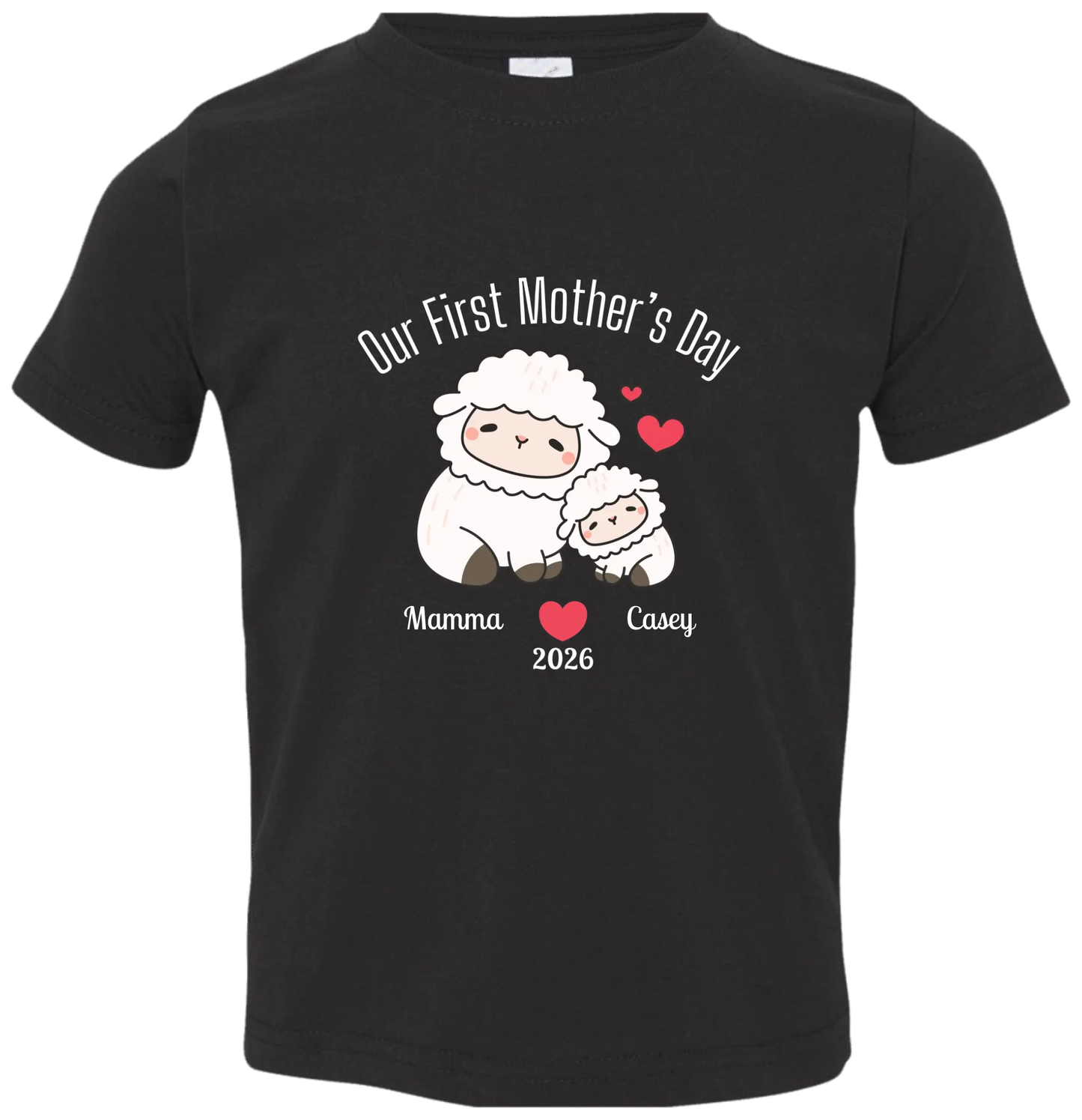 Personalized - Our First Mother's Day - Mamma & Baby Lambs Matching Shirts