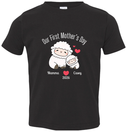 Personalized - Our First Mother's Day - Mamma & Baby Lambs Matching Shirts