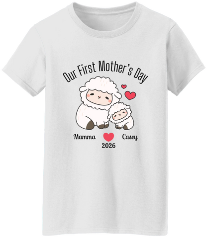 Personalized - Our First Mother's Day - Mamma & Baby Lambs Matching Shirts - BK