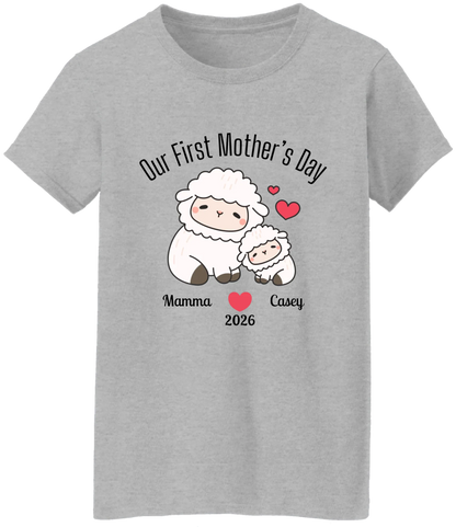 Personalized - Our First Mother's Day - Mamma & Baby Lambs Matching Shirts - BK