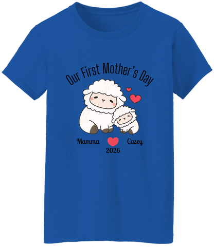 Personalized - Our First Mother's Day - Mamma & Baby Lambs Matching Shirts - BK