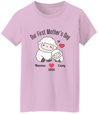 Personalized - Our First Mother's Day - Mamma & Baby Lambs Matching Shirts - BK