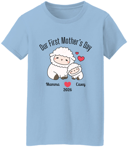 Personalized - Our First Mother's Day - Mamma & Baby Lambs Matching Shirts - BK