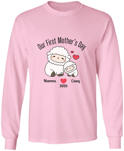 Personalized - Our First Mother's Day - Mamma & Baby Lambs Matching Shirts - BK