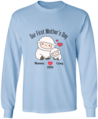 Personalized - Our First Mother's Day - Mamma & Baby Lambs Matching Shirts - BK